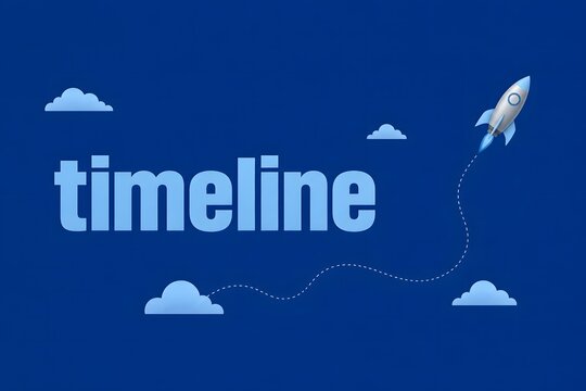Rocket Launch Timeline Graphic on Blue Sky Background, generative AI