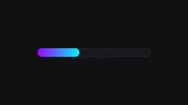 Gaming experience progress bar showing level up animation