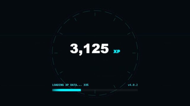 Gaming experience points counter and rank up interface
