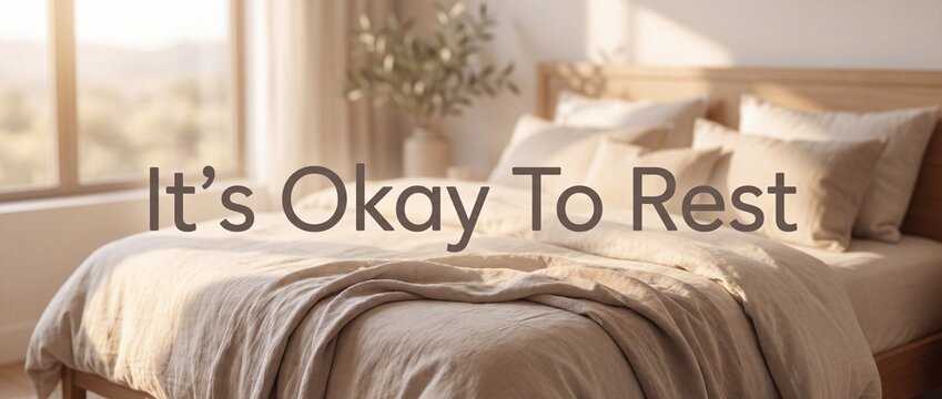 A comfortable unmade bed with natural linen bedding in a sunlit bedroom with soft decor with natural sunlight streaming streaming through window cozy bedroom interior bedding sits bright furniture