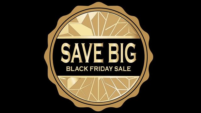 Black Friday Shopping Sale Animation with Golden Badge and Shop Now