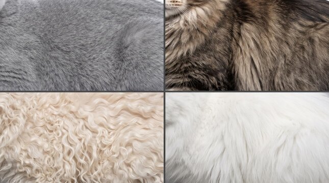 4 types of cat's fur textures for background needs or other design needs