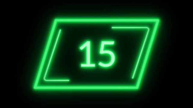 20 second Countdown neon green digital timer glowing on black background