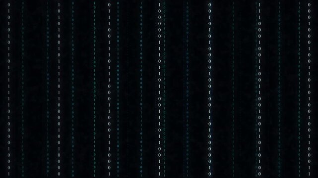 abstract motion graphic animation flying through digital binary code 0 1 for futuristic tech concepts