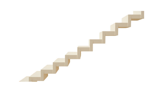 Abstract staircase constructed from folded paper sheets