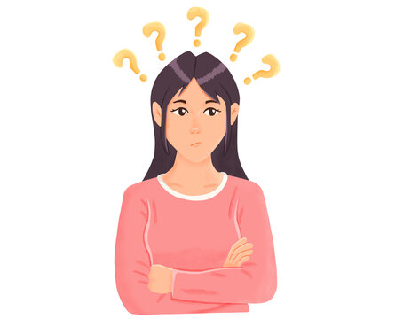 Confused Woman Thinking Illustration