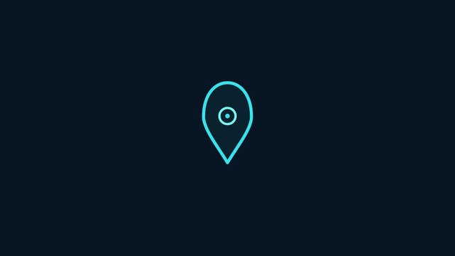Minimalist Neon Style Location Pin Icon Representing Navigation and Geographic Positioning for Modern Digital Interfaces