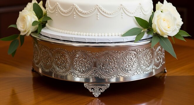 Elegant wedding cake detail with floral decoration