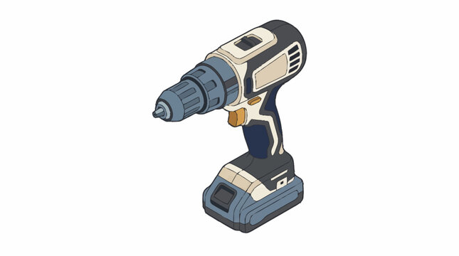 Portable cordless drill tool for construction work.
