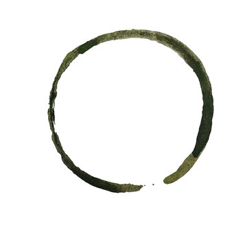A single dark coffee cup ring stain mark made on a flat surface by a hot mug of dark roasted black coffee