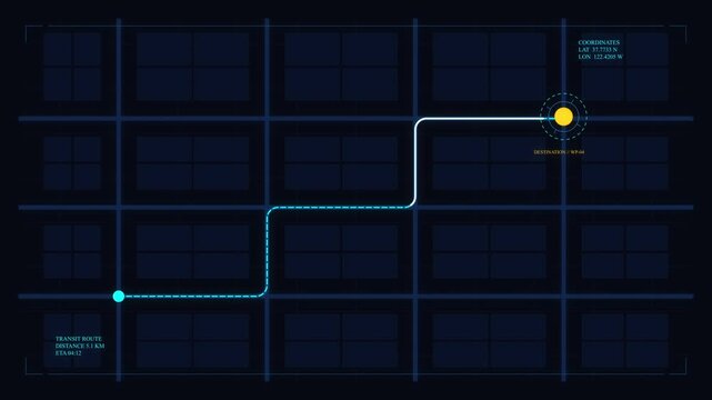 Futuristic city map navigator line showing GPS route, transportation and technology concepts