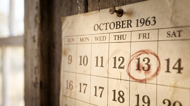 Vintage Calendar Marking Friday The 13th In October 1963