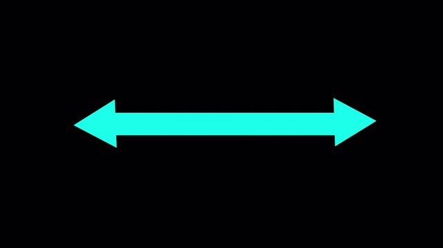 Double side indicator arrow animation on transpRENT background. Left and right arrow icon motion graphics. two side arrow distance 4k video WITH ALPHA CHANNEL footage.