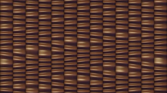 Bellows Accordion Column Wall With Traveling Compression Waves, Seamless Loop Background in rich copper tones