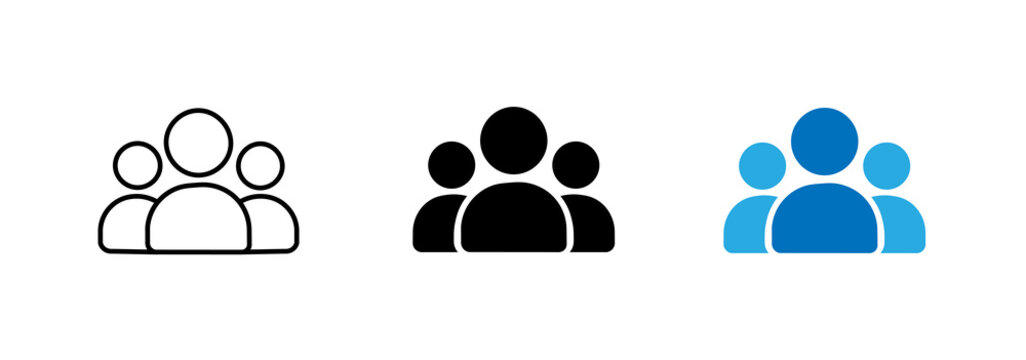 Team and community icon set, user avatar symbols, business staff and workforce.