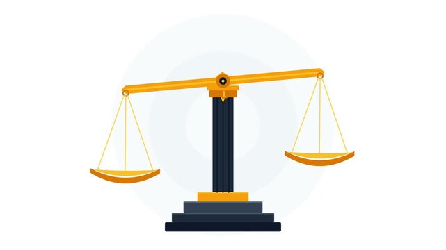 Animated Justice Scales Balancing Concept Symbolism for Legal and Financial Equity Design