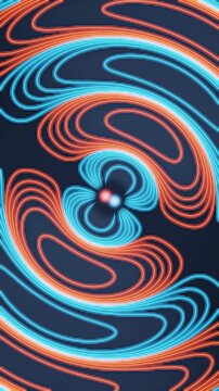 Oscillating Dipole Radiation With Electric Field Line Loops Detaching And Propagating Seamless Loop in calm cyan tones vertical 9:16