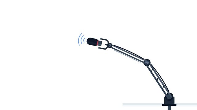 Animation of a Modern Adjustable Microphone Boom Arm Moving in a Studio Setting Setup