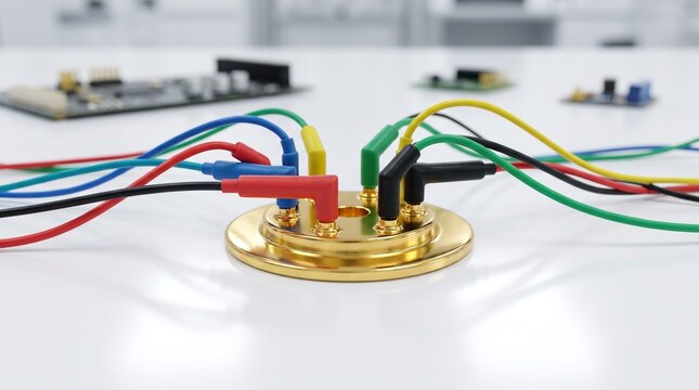 Conceptual extreme macro of a gold plated EEG brain sensor electrode for a BCI prototype
