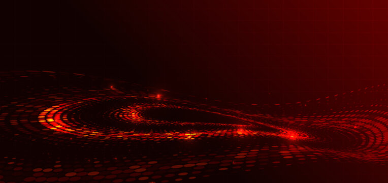 Modern high tech background with dynamic red dotted circles.