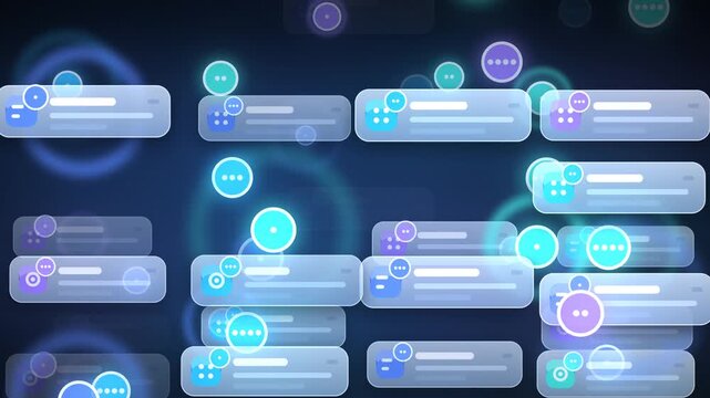 Notification Cards Pop Up With Counter Badges UI Motion Background Seamless Loop in subtle midnight tones