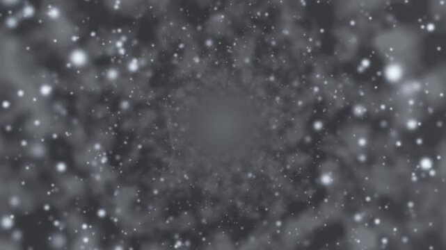 Slow Zoom Out Pulling Back Through a Glowing Star Mist of Drifting Light Grains, Seamless Loop Background in calm ink tones