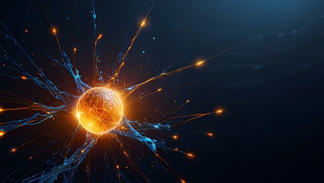 Futuristic digital globe grid network line sphere glowing core data science cyber technology background abstract 3d render