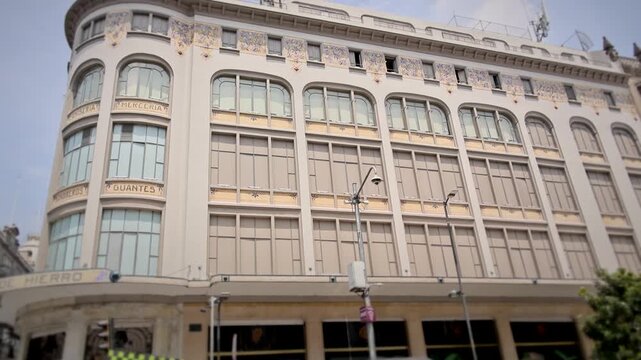 Neocolonial Facade Of The Old Portal De Mercaderes West Side Zocalo
