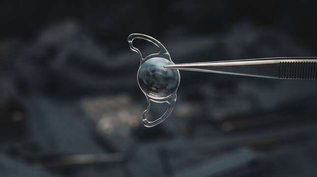 Iol lens hold by forceps 