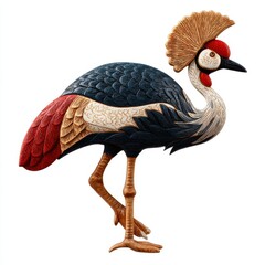 Fototapeta premium Detailed Illustration Of A Grey Crowned Crane Standing On A Isolated Plain White Background