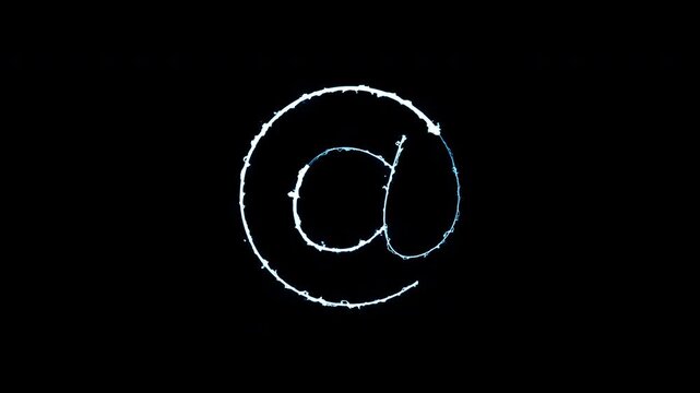 Blue Neon At Symbol Motion Graphic For Digital Communication On Black Background