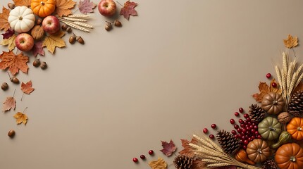 Fototapeta premium A beautiful and bountiful thanksgiving floral arrangement showcasing the warm colors of autumn and the spirit of gratitude and family togetherness is displayed