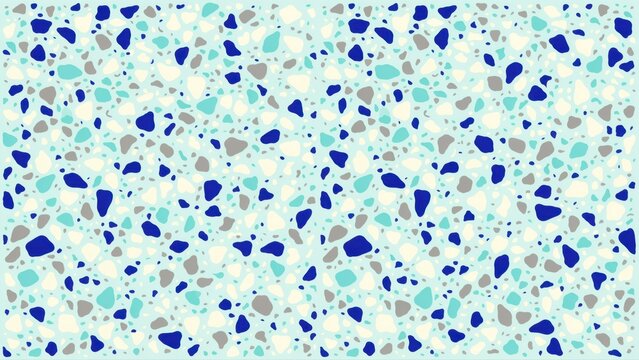 Blue and grey terrazzo pattern with speckled stone fragments