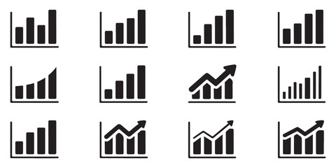 Obraz premium Rising bar chart graphics illustrating business expansion and upward financial trends with arrows for economic progress.