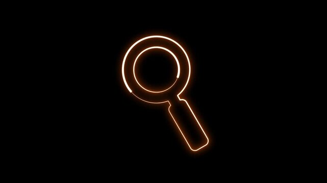 Glowing Magnifying Glass Search Find Exploration Icon on Black