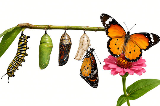 Butterfly life cycle stages from caterpillar to adult