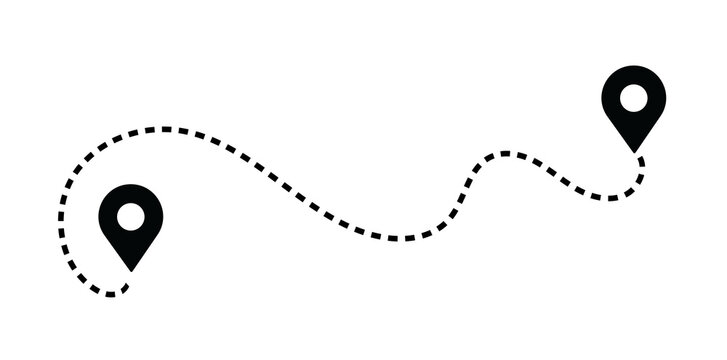 Route location dotted line with pointer map design vector