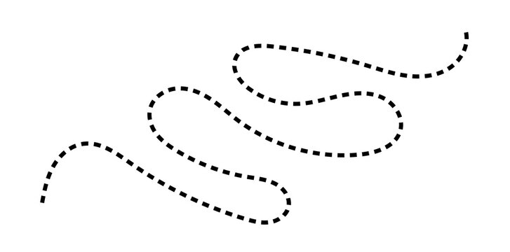 Wavy dashed line path with looping curves curved line dotted line vector path design element abstract curve winding path direction