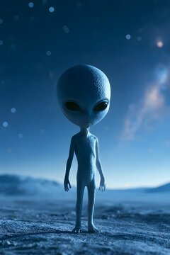 Extraterrestrial Grey Alien Creatures and Cosmic Environment Exploration 3D Illustration