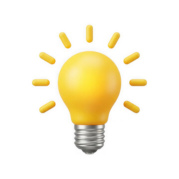 3d cartoon light bulb icon for idea concept png