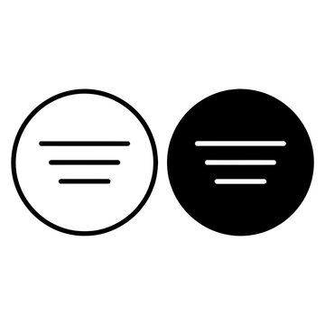 Align justify text alignment icons in circle buttons for user interface design