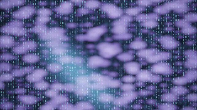 Abstract digital data background animation with purple glowing matrix particles loop