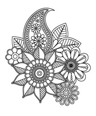 Floral paisley ornament design with flowers and swirls © Laboni