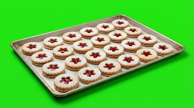 A large metal baking sheet filled with freshly baked star cut-out cookies
