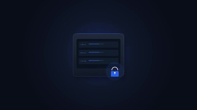 Contemporary illustration symbolizing secure data access and user authentication through a protected login panel with a prominent locked padlock icon, representing robust digital security measures