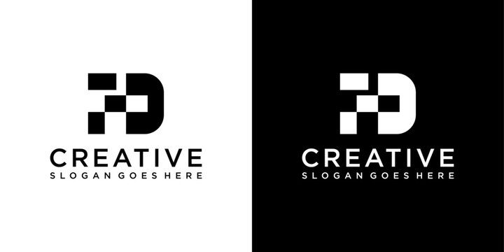 FD or DF initial letter logo design vector concept