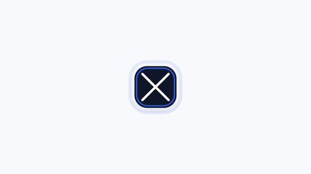 Blue square close button icon with white cross mark for user interface design