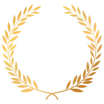 Gold laurel wreath for award design and trophy emblem 