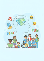Fototapeta premium social network concept, kids and adult