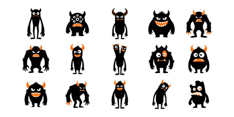 Obraz premium Collection of whimsical monster character designs in various poses and expressions